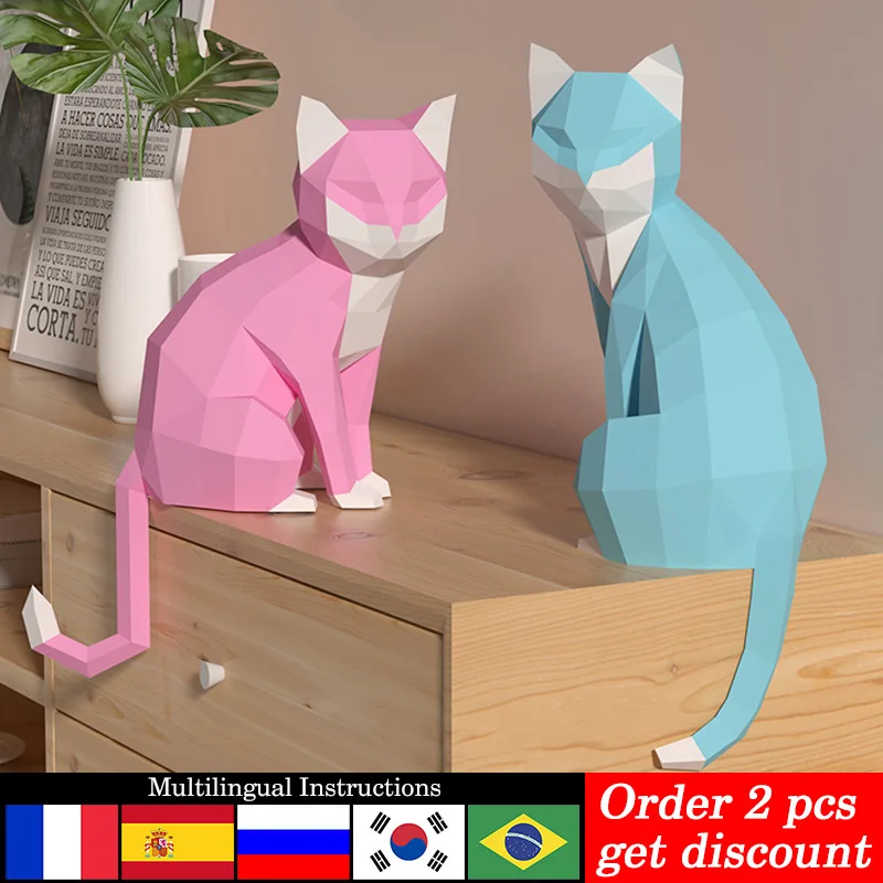 1 쌍 연인 고양이 동물 장식 홈 종이 접기 핑크 낮은 - Art Craft Cardboard 리뷰 및 가격