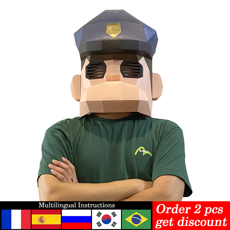 만화 경찰 마스크 종이 모델, 작은 크기, 3D Pap - Art Craft Cardboard 리뷰 및 가격